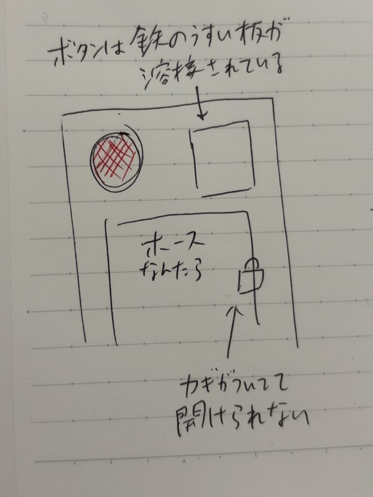 閉鎖病棟の火災報知器。患者は押せないようになっている。